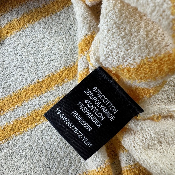 Todd Snyder Cream Orange Striped Cotton Blend V Neck Polo Size M - Picture 5 of 6